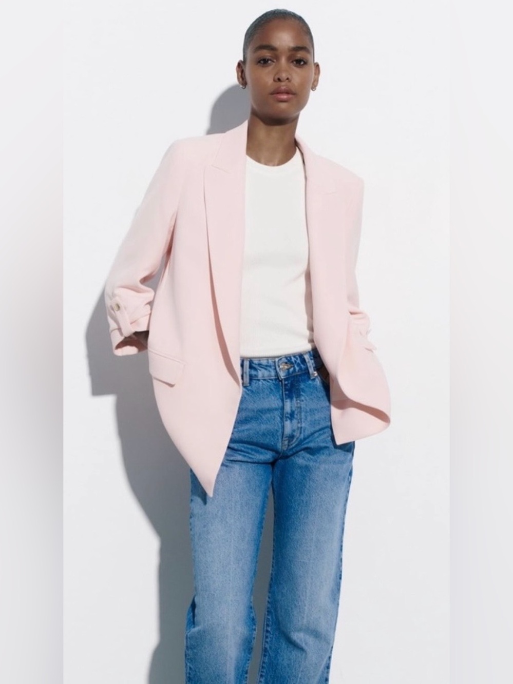 ZARA • Blush/Baby Pink Open-Front Blazer, L - Picture 16 of 16